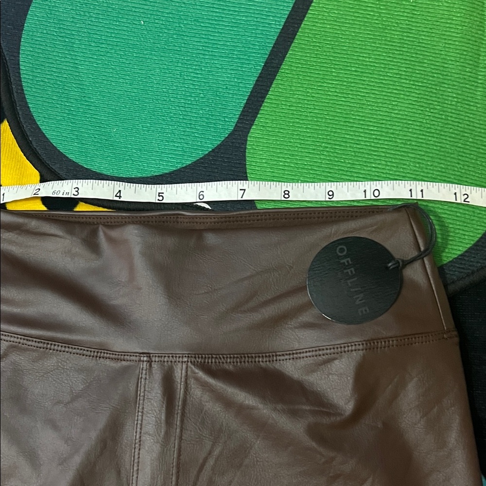 Aerie OFFLINE Chocolate Brown Faux Leather Real Luxe Leggings NWT - Picture 9 of 10